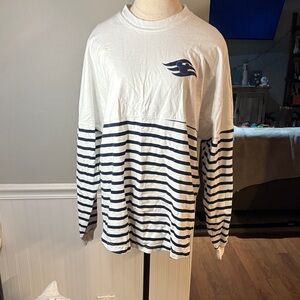 White and Blue Striped Disney Cruise Line Shirt